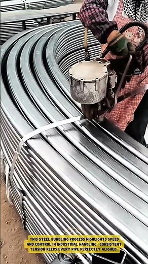 Steel Pipe Bundling Process using Pneumatic Strapping Tool – Good Tools and Machinery in Daily Work