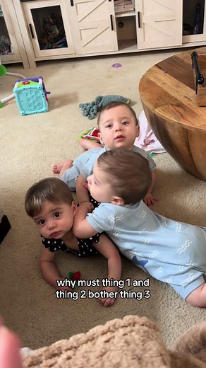 I’m surprised Josie May wasn’t freaking out she usually does 😂 i think she’s just accepting it at this point #triplets #identicaltwins #fraternaltwins