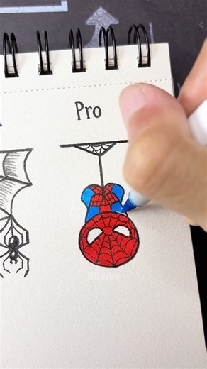 Drawing Spider in different levels 🕷️🕸️ #drawing #spiderman #sketch #art