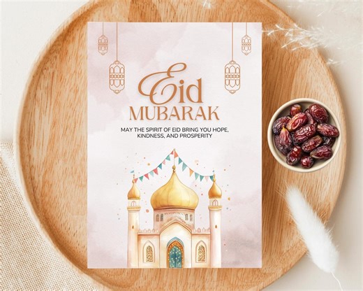 Eid Mubarak Cards, Printable PDF, Happy Eid Editable Canva Template, Digital Download - Etsy