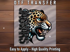 Jaguars DTF Transfer: Leopard Mascot, Diamond Accents - Ready to Press - Etsy
