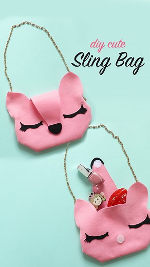 37K views · 184 reactions | ✨ Check out this quick DIY on how to make an adorable kitty sling bag from felt sheets. #diybags #kittyslingbag #crafttime #diy #diyvideo #diycrafts #diytutorial #diyprojects #artandcraft #slingbag #kitty #giftbags #giftideas #gifting #crafts #craftideas #Crafting #handmade #howto #tutorialvideo | D.I.Yay | Facebook