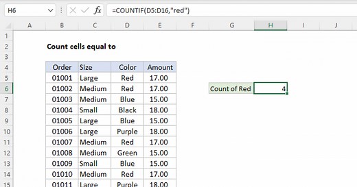 Count cells equal to