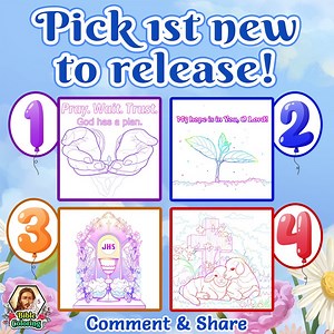 9.8K views · 871 reactions | ☺️Here're 4 new Biblical pics, which one is your favorite? ❤ Pick 1st new to release!⬇️VOTE & COMMENT⬇️ The winner will release first on Friday!!!  TAP to find more Jesus pics :https://eta9.app.link/u8kXxJt8xV #Bible #God #Christ #Jesus #happy #Biblecoloring | Bible Coloring - Color By Number | Facebook
