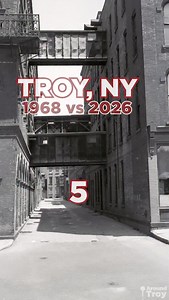 Troy Then vs. Now: The Skyways of Troy 🏭 Captured in 1968 as part of the Historic American Engineering Record (HAER NY-13), the Gurley Building itself traces back to Troy’s manufacturing era, when precision tools and innovation powered the Collar City’s economy. These skyways once allowed workers to move people and materials between factory buildings without ever going outside. In an era of heavy manufacturing, they were practical, efficient, and a clear signal of how dense and interconnected T
