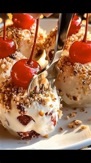 🍒 Christmas Cherry Bombs Ingredients: 1 (10 oz) jar maraschino cherries with stems ¼ cup peppermint schnapps 5 oz white chocolate melting discs ¼ cup crushed peppermint candies Instructions: Soak the cherries – Pour out about ⅓ cup of cherry juice from the jar, then add ¼ cup peppermint schnapps. Close the lid and refrigerate for at least 1 hour (or overnight for stronger flavor). Dry the cherries – Remove the cherries and pat them very dry with paper towels. Melt the chocolate – Microwave whit