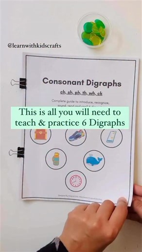 Nisha Yadav| Your Key to Easy Learning Activities on Instagram: "Comment “LINK” to check out this resource. Practice digraphs (usually taught after cvc words)! 📝✨ This 85 pages resource guide is packed with everything you need to teach digraphs like sh, ch, th, ph, wh, ck and more in a way that’s simple, engaging, and effective. You need this phonics resource: ✅If your child knows cvc words. ✅if your child has difficulty blending two sounds together to make a new sound. ✅for a step by step guid