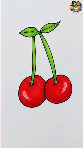 How to Draw Cherries 🍒 | Easy Cherry Drawing for Kids | Step by Step Drawing