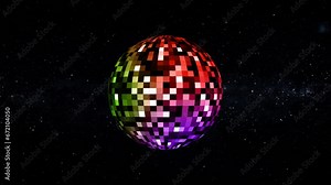 Disco planet 3D animation, Beautiful Disco Ball Spinning seamless with animated background.