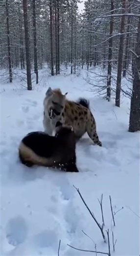 Why did the wolverine and the hyena get into a fight🦡🐕울버린과 하이에나가 왜 싸우게 된 걸까#wildlife #viral #animals