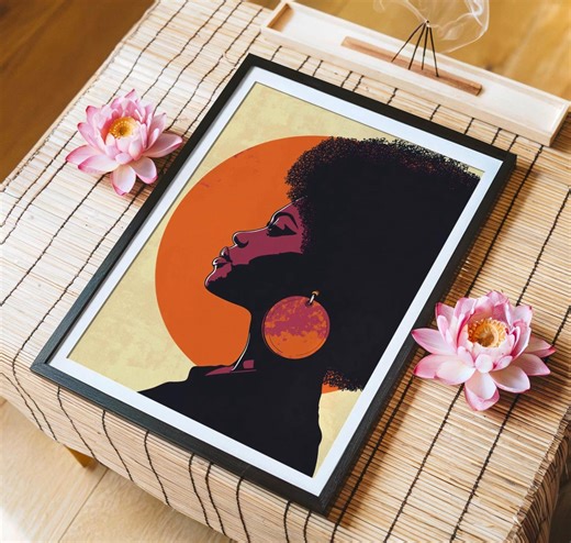 Silhouette Wall Art: African American Profile With Vibrant Sun (unframed) - Etsy