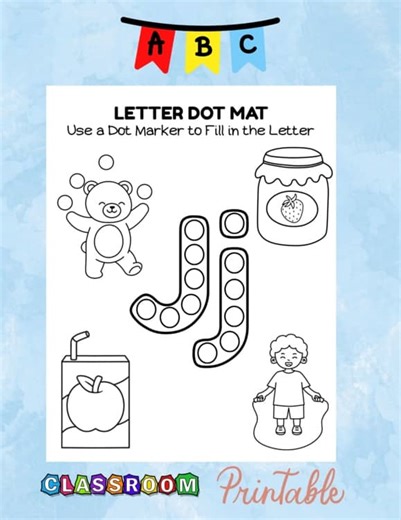 Learn Letter J Dot Marker Toddler Worksheet Upper Lowercase Alphabet Printable