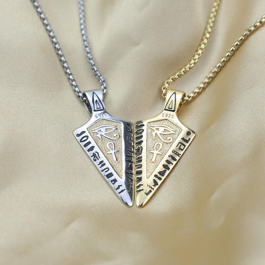 Sterling Silver Eye of Horus and Ankh Necklace, Egyptian Hieroglyphic Shield Pendant, Ancient Protection Amulet Jewelry for Men and Women - Etsy