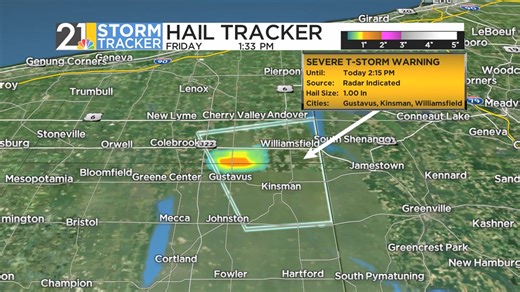 2.5K views · 17 reactions | 1:50pm: This warned storm has been producing some hail near the Ashtabula/Trumbull line. Tracking into NW Mercer County. | Storm Tracker 21 | Facebook