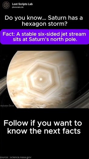 Saturn’s Hexagon Storm — A Six-Sided Jet at the North Pole #astronomy #didyouknow #planetfacts