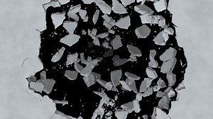 ground destructions falling into the darkness.4k animation render with alpha matte