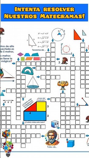 Resuelve nuestro MATEGRAMA DE GEOMETRÍA! Crucigramas matemáticos gratis! 🤯 #educacion