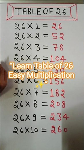 ✨ Learn Table of 26 easily with Paridhi Singh Bhati’s voice 🎤 | Easy Multiplication ✨ #mathsforkids