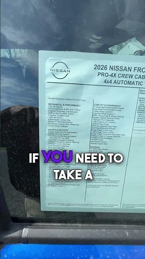 2026 Nissan Frontier PRO-4X Window Sticker