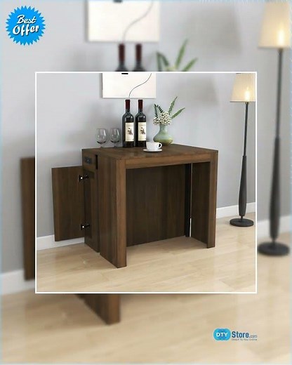 Modern Multifunctional Extendable Dining Table with Outlet, Space Saving Expanding Table with Sto...