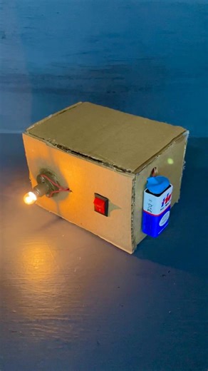 1 Science project item made in cardboard switch small bulb 9V battery #shorts