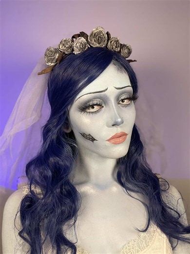 Emily Corpse Bride Makeup Look #creativemakeup #corpsebride #halloweenmakeup #makeuptransformation #hannahjoy