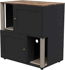 Particle Board Cabinet with Cat Litter Cabinet - Double Layer Cabinet, Cat Litter Storage, Pet Litter Box Cabinet, Cat Hygiene Cabinet, and Pet Waste Storage