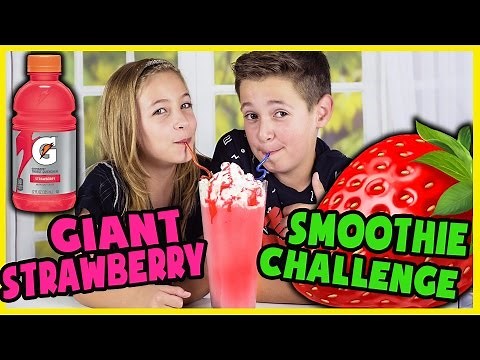 GIANT EXTREME STRAWBERRY SMOOTHIE CHALLENGE!