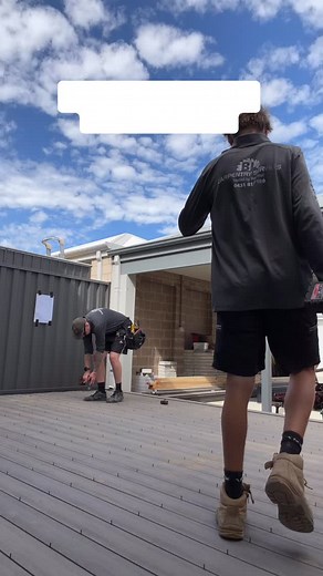 Setting up multiple boards is what we find to be the most efficient way to install composite decking boards. This also gives us the opportunity to spread boards aloghtly if we are ending on a small rip. Evalast I series caribean coral boards | BL Carpentry