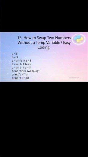 swap variables no temp pythonHow to Swap Variables Without a Temp Variable?#pythonshorts