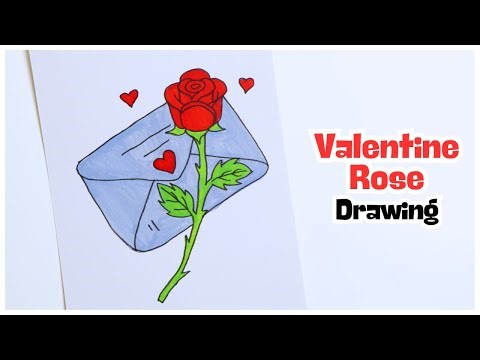 How to Draw a Valentine Rose & Love Letter 🌹 Step-by-Step for Beginners