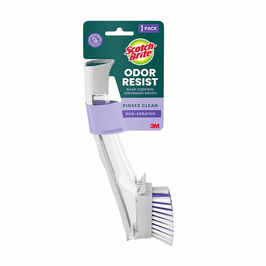 Scotch-Brite Soap Control Odor Resist Dishwand Brush, Non-Scratch, Rinses Clean, 1 Brush
