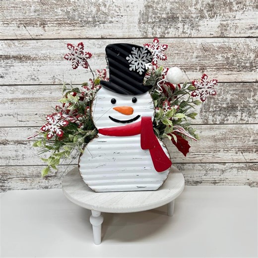 Rustic Metal Snowman Centerpiece, Farmhouse Christmas Table Decor - Etsy