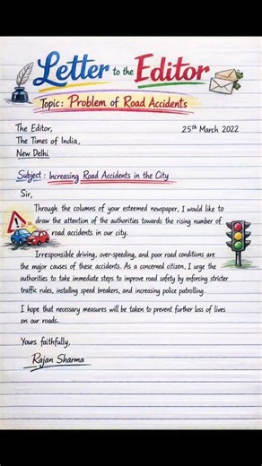 📝 #Class10 English Letter Writing | Road Accident Topic #viral #shorts #boardexam2026