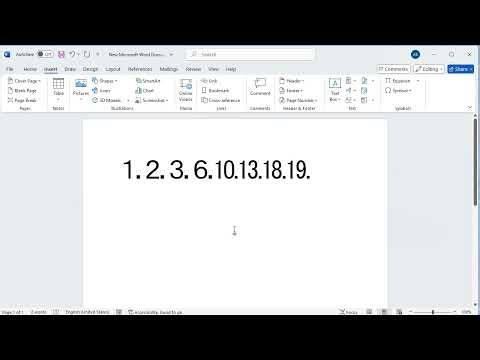 How to insert numbers with dots in word