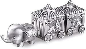 Feyarl First Curl and Tooth Elephant Keepsake Box Teeth Fairy Organizer Containter Tins Box for Christmas Kids Shower Newborn Birthday Gift