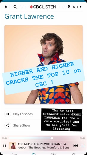 55 reactions · 6 comments | Higher and Higher just cracked the Top 10 on @cbc Top 20! Thanks to host @grantlawrencebc for the excellent use of “Lightfoot”  #healingpower #actualradio | Terra Lightfoot | Facebook