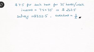 Helen earns  7.50 an hour at her job, but if she works more than 35 hours in a week, she is paid 1 (t)/(i)mes her regular salary for the overtime hours worked. One week her gross pay was  352.50 . How many overtime hours did she work that week? | Numerade