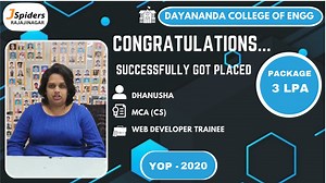 Join "Dhanusha" as they share their incredible journey at Jspiders Rajajinagar, from learning to landing a dream job!  Get inspired by their success story! . . . . . . . #jspidersrajajinagar #careersuccess #placementjourney #techtraining #jobplacement #itcareers #successstories #rajajinagar #careerinspiration #dreamjob #jspidersrajajinagar #mca #cs #webdeveloper #dayanandasagarcollegeofengineering #2020 | JSpiders Rajajinagar | Facebook