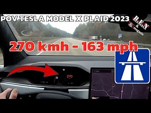 POV TESLA MODEL X PLAID 2023: 270 km/h / 163 mph on the german AUTOBAHN
