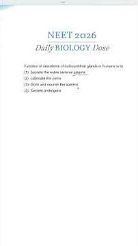 NEET Biology MCQ | Bulbourethral glands | #shorts #neet2026 #neetbiology #biologymcq #ncertbiology