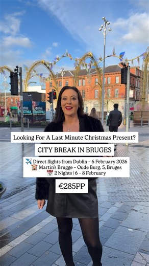 ✈️ Direct flights from Dublin – 6 February 2026 🏨 Martin’s Brugge – Oude Burg, 5, Bruges 📅 2 Nights | 6 – 8 February 👫 Based on 2 sharing ✔️ Comfort Double Room with Shower ✔️ Room Only – explore Bruges and dine at your leisure ✈️ Flight Details (Dublin – Brussels / Return): Outbound: Dublin → Brussels 06:50 – 09:35 Return: Brussels → Dublin 10:15 – 11:00 💶 €285 per person 💳 Price subject to change – book early to secure your spot! 🌟 Stroll Bruges’ canals, historic squares & charming stree