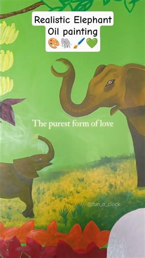 Cute Elephants Oil Painting 🐘 Realistic Art 🎨 #Oilpainting #wallpainting #oilpaint #realisticdrawing