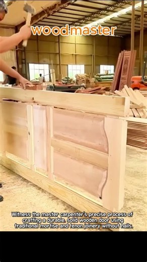 Incredible Nail-Free Wooden Door Assembly #worker #process #woodworking #amazing#craftsman#carpentry