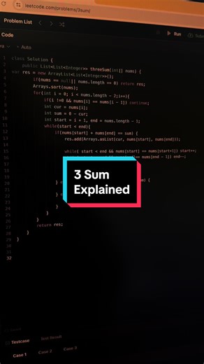 Leetcode -3 sum explained #coding #leetcode #softwareengineer #codinginterview
