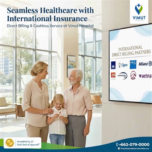 Healthcare abroad shouldn't be a headache. 🌍🩹 At ViMUT Hospital, we believe you should focus on getting better, not filling out forms. With Direct Billing and over 60 international partners, your visit is seamless and cashless. ✅ No upfront payments for covered treatments. ✅ No mountain of paperwork. ✅ Just world-class care. We partner with the best: AXA, Cigna, Allianz, AIA, Aetna, Bupa, International SOS, and many more. 📍 Ready to visit? Just bring your Passport and Insurance card. 📧 Verif