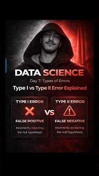 Day 7: Types of Errors | Type I vs Type II Error Explained (Data Science) #viral #reels #education