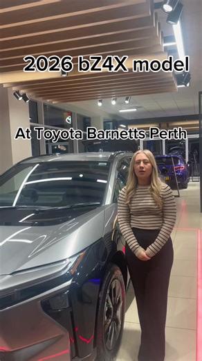 Discover the 2026 all-electric Toyota bZ4X Excel ⚡ Available now at Barnetts Toyota Perth, 172 Dunkeld Road. ✔ Dual wireless phone charging ✔ Large Toyota multimedia touchscreen with smartphone integration ✔ Privacy glass ✔ 20” alloy wheels ✔ Toyota Safety Sense incl. Lane Departure Alert, Adaptive Cruise Control & more ✔ Heated front seats & steering wheel ✔ Smart entry & push-button start Enjoy 0.0% APR, £3,750 Electrified Savings & a £4,000 Deposit Contribution. For more info, or to book your