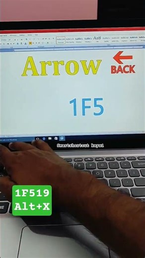 MS Word for Back Arrow Symbol | 1F519 Alt+X | English Tutorial Shorts