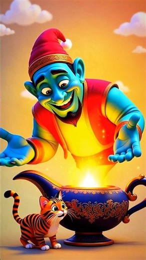 Meow And The Magic Lamp 🪔😺#shorts #catcartoon #magic